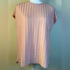 Eileen Fisher Powder Pink Knit Crew Neck Short Sleeve Top, Size Small, NWT